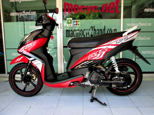 MIO 125 i  MX สีแดงขาว ตัวท๊อป ล้อแมกซ์ รถเดือน กุมภาพันธ์ ปี 58 ไมล์ 3 พันโล ฟรีโอน แถม 4 รายการ