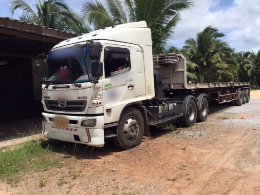 ขายรถหัวลากกับหาง 22ล้อ HINO FM8JKKA เครื่อง 251แรงม้ากับหางพื้นเรียบ 3เพลาแท้ ปี52 สนใจโทร 081-970-