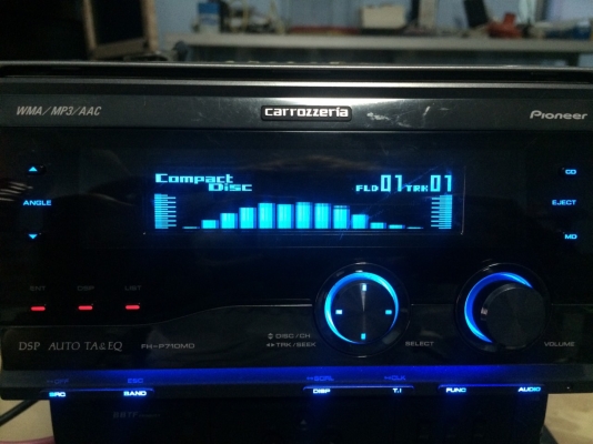 Pioneer FH-P710MD 24Bit MP3-RW CD-RW MD-RW กราฟฟิกหน้าจอ ปรับระดับไฟฟ้าได้10ระดับ EQ13แบน ปรีเอ้า1ชุด คุมกล่องCD สภาพสวย มือ2 ญี่ปุ่น