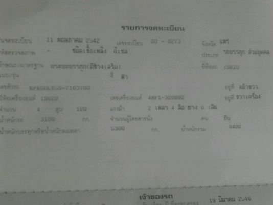 หกล้อ อีซูซุ NPR120ปี42 สภาพดีเครืองแน่นวิ่งานประจำ ทะเบียนพร้อมโอน