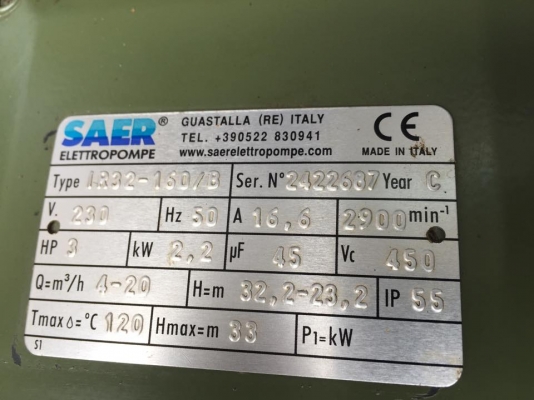 ขายปั้มหอยโข่ง 3HP อิตาลี่ มือสองครับ ขายปั้มหอยโข่ง 3HP อิตาลี่ มือสองครับ