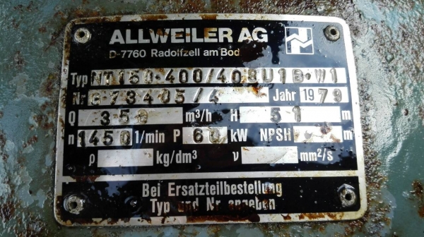 Sale>> ปั้มน้ำหอยโข่ง ALLWEILER AG Germany เข้า 8" ออก 6" ชนมอเตอร์ 60 HP. 380V. มีประตูน้ำให้ พร้อมใช้ 089-2499123 นครปฐม