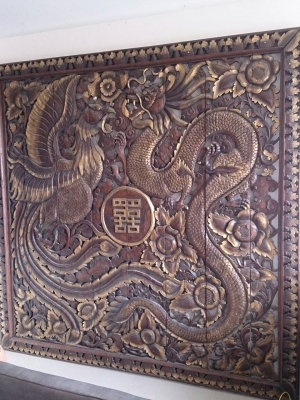 ไม้แกะสลัก หงษ์คู่มังกร