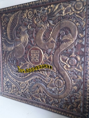 ไม้แกะสลัก หงษ์คู่มังกร