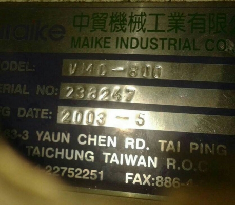 ขาย CNC M/C Maike (Taiwan) Mitsu M64S ระยะวิ่ง X,Y : 800x400 มม. Speed 8,000 rpm. กัดงาน 3D แม่พิมพ์ ได้ดีเยี่ยม เครื่องสภาพดีพร้อมใช้งาน ขาย CNC M/C Maike (Taiwan) Mitsu M64S ระยะวิ่ง X,Y : 800x400 มม. Speed 8,000 rpm. กัดงาน 3D แม่พิมพ์ ได้ดีเยี่ยม เครื่องสภาพดีพร้อมใช้งาน