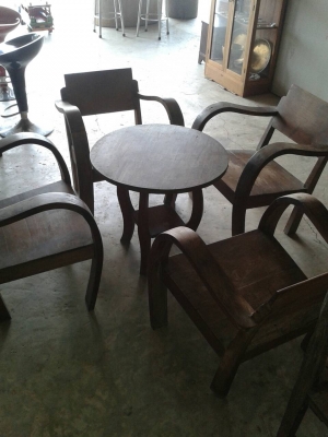ชุดเก้าอี้กาแฟแขนอ่อนไม้สักงานเก่า ชุดเก้าอี้กาแฟแขนอ่อนไม้สักงานเก่า