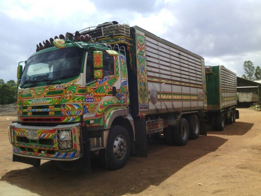 ขาย ISUZU DECA 360 พ่วงแม่ลูก กระบะเนียมคอกเกษตรดั๊ม รถปี 53 มี 2 พ่วง