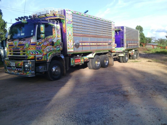 ขาย ISUZU DECA 360 พ่วงแม่ลูก กระบะเนียมคอกเกษตรดั๊ม รถปี 53 มี 2 พ่วง