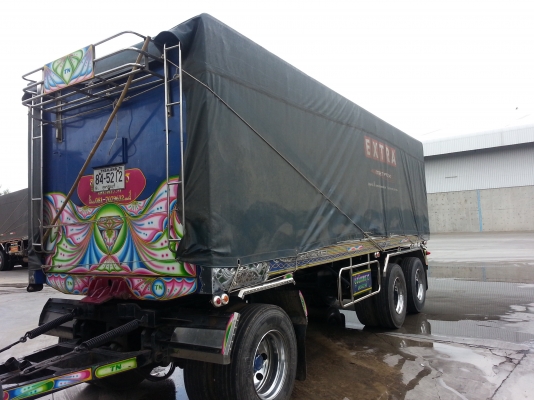 ขายลูกพ่วง3เพลาแท้ อู่ธนิกลการ ยาว7เมตร กระบะปรีเนียม