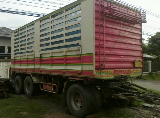 ขายลูกพ่วง สามเพลาแท้ กระบะเหล็กคอกเกษตร ไม่ดั๊ม ยาว 6.80 ม รถปี 53