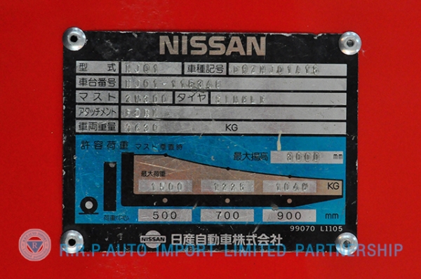 ขายรถโฟล์คลิฟท์มือสอง NISSAN  รุ่น NJ01 ราคา 145,000 บาท นำเข้าจากประเทศญี่ปุ่น 100\% ไม่เคยใช้งานในไทย