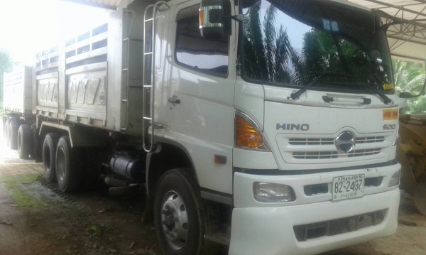 ขายรถบรรทุก 22 ล้อพ่วงแม่ลูกดัมพ์ HINO MEGA 380 แรงม้าปี 2556 ลูกพ่วง 3 เพลายัดไม่ลงเล่ม ราคา 2300000