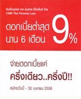 สินเชื่อส่วนบุคคล CIMB โปรโมชั่นพิเศษดอกเบี้ย 9\% อยากได้รถใหม่อยากลงทุนไม่มีเงินก้อน