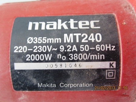 เครื่องตัดไฟเบอร์Maktec MT240 14นิ้ว ใหม่มาก ราคาถูกๆ เครื่องตัดไฟเบอร์Maktec MT240 14นิ้ว ใหม่มาก ราคาถูกๆ