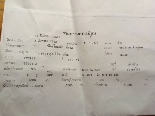 จองแล้วครับ (จบกลางอากาศ) ครับท่าน อีซูซุ FVM195แรง1เพา แอร์ พาเวอร์ ทิฟฟี สภาพสวยบางเดิมพร้อมใช้งาน ทะเบียนพร้อมโอน ราคา 485,000บ เบาๆ รับประกันสภาพดีเดิมสวยๆ ครับ จองแล้วครับ (จบกลางอากาศ) ครับท่าน อีซูซุ FVM195แรง1เพา แอร์ พาเวอร์ ทิฟฟี สภาพสวยบางเดิมพร้อมใช้งาน ทะเบียนพร้อมโอน ราคา 485,000บ เบาๆ รับประกันสภาพดีเดิมสวยๆ ครับ