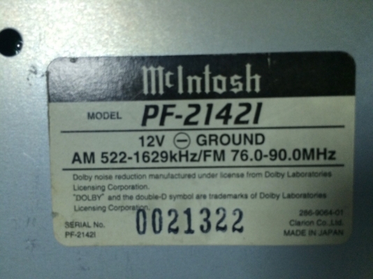 ชุด Mcintosh เครื่องเล่น PF-2142I CD-RW TAPE และ POWER AMP EF-1080I มือ2 ญี่ปุ่น