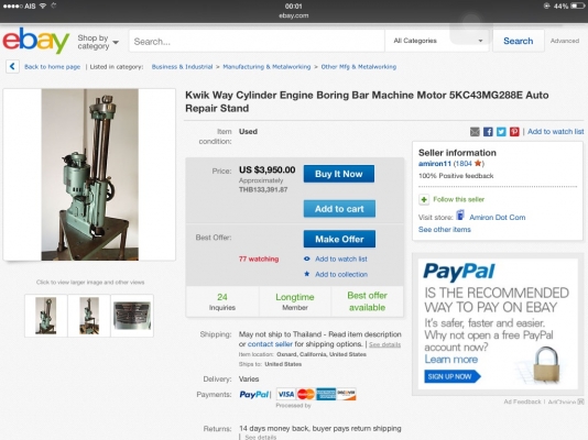 Sale>> เครื่องคว้านกระบอกสูบ Kwik-Way Cylander Boring USA.ของใหม่เก่าเก็บ มี 2 ตัว 089-2499-123 นครปฐม