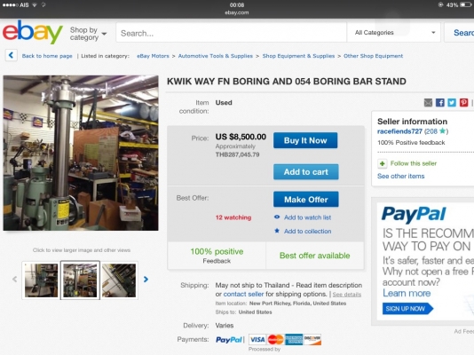 Sale>> เครื่องคว้านกระบอกสูบ Kwik-Way Cylander Boring USA.ของใหม่เก่าเก็บ มี 2 ตัว 089-2499-123 นครปฐม