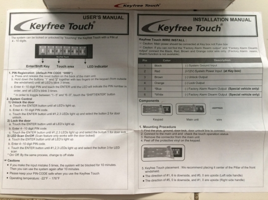 Keyfree Touch ระบบปลดล็อตประตูรถยนต์และระบบตั้งรหัสเปิดรถยนต์ ใส่รหัสผ่านได้ตั้ง4-10ตัวเลข โดยที่ไม่ต้องใช้กุญแจ ของใหม่ เกาหลี