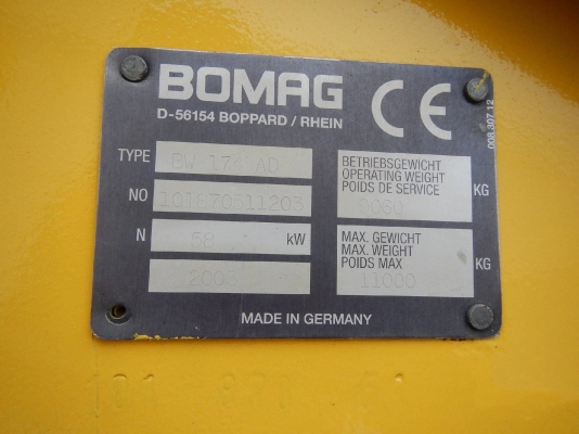ขาย รถบด 2003 BOMAG BW174AD Tandem Vibratory Roller
