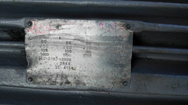 ****** Sold Out!! ****** มอเตอร์ Mitsubishi 30 HP. 380V. 1450 RPM. สภาพสวยใหม่ จัดส่งฟรีทั่วประเทศ!! 089-2499-123 นครปฐม