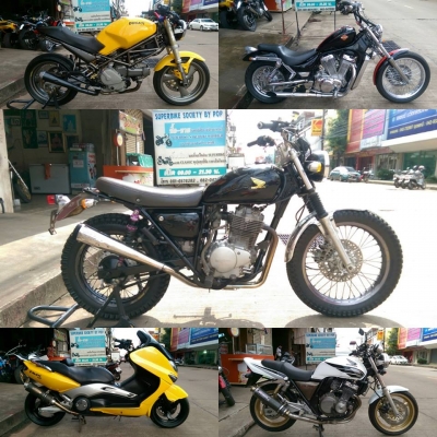 อัฟเดทรถในร้านตอนนี้คับ สนใจรูปเพิ่มเข้ามาดูในเพจได้เลยคับ มีคลิปให้ชมด้วยคับ คลิกเข้าไปในเพจได้เลยคับ https://www.facebook.com/\%E0\%B8\%A3\%E0\%B8\%B1\%E0\%B8\%9A\%E0\%&hellip;/&hellip;/ 1.DUCATI M400 ปี1998 ท่อคู่ลั่นๆ แฮนด์แต่ง ยางหน้าหลังเต็ม สรรพสามิตรตัวจริง