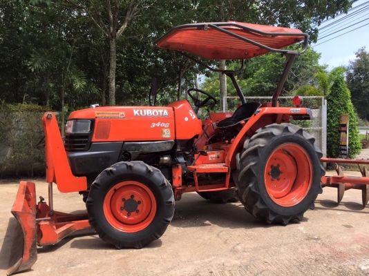 ขายรถไถKubota L3408 (4WD) พร้อมใบมีดหน้าและผานพรวนช้าง รถไร่ สีเดิมพร้อมใช้งาน