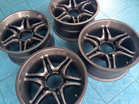 ขายล้อแท้ Aiba works 16x8 off-13 สีเทา-ดำหายาก สภาพสวย 4วง