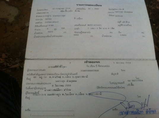 ขายหกล้อติดเครน 3ตัน สภาพพร้อมใช้งาน เครื่องเกียร์ดี ยางพร้อมใช้งาน เอกสารพร้อมโอน