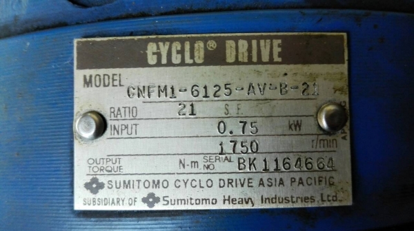 Sale>> มอเตอร์เกียร์หน้าแปลน Sumitomo Cyclo Drive 1 HP. 380V. มีเบรคในตัว อัตราทด 1:21 วิ่งเงียบ 089-2499-123 นครปฐม