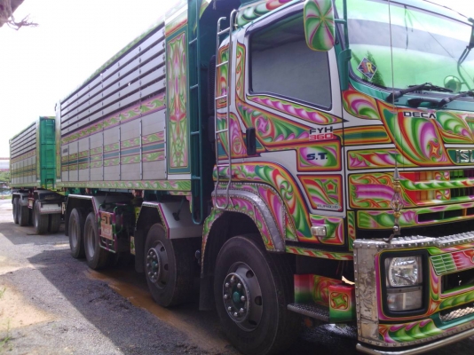 ขายรถบรรทุก 24 ล้อพ่วงแม่ลูกดัมพ์คอกเกษตร ISUZU DECA 360 แรงม้าปี 2556 ลูกพ่วงอู่ เอสที 3 เพลา ราคา 2850000