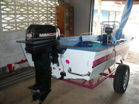 ขายเรือ 14 ฟุต เครื่อง Mercury 25 HP หางสั้นวิ่งดีมากๆ +เทลเลอร์ + fish finder Garmin 160C + สมอเรือ + สวิทช์ไฟเรือเกรดมารีน เ