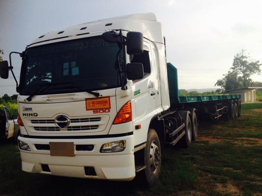 รถสิบล้อหัวลาก+หาง RCK 3 เพลา พื้นเรียบ HIno FM2P 360แรง ปี 55 NGV โรงงานรถพร้อมใช้งาน ยางหน้าใหม่ ยางหลัง80\%
