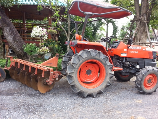 คูโบต้า L3408 4 WD พร้อมผาน 6x22 ตราช้าง  รถไร่สีเดิมๆ ไม่เคยลงนา