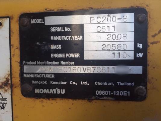 ขายแบคโฮ KOMATSU PC200-8 ทำงาน 9583ชั่วโมง ปี53 สนใจโทร 081-970-1072