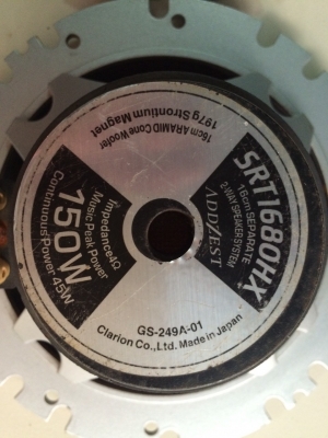 ลำโพง ADDZEST SRT1680HX รุ่นค่อนข้างใหญ่ 6.5นิ้ว 150W โครงหล่อ กรวยเคฟล่า แม่เหล็กก้อนใหญ่ เบสแน่น กลางชัด Made in Japan มือ2 ญี่ปุ่น