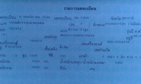 ขาย TOYOTA VIGO 2.5 J ปี 48/2005 รถสวยบางเดิม เครื่องดี คัสซีสวย แอร์เย็น ทะเบียนพร้อมโอนครับ ขาย TOYOTA VIGO 2.5 J ปี 48/2005 รถสวยบางเดิม เครื่องดี คัสซีสวย แอร์เย็น ทะเบียนพร้อมโอนครับ