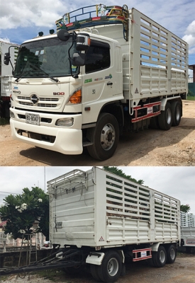 ขายรถพ่วง 22ล้อ HINO 344 ซีรีส์ 500 ปี 56 HiSpeed เบรคลม แม่ดั้มเสรีชัย ลูกไม่ดั้มเสรีชัย ลูกพ่วง3เพลายาว 7เมตร สภาพสวย