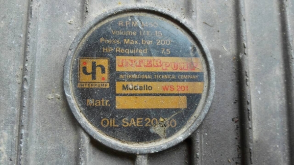 ====== Sold Out!! ====== ปั้มอัดฉีดแรงดันสูง Inter Pump Italy แรงดัน 200 Bar ขนาด 7.5 HP. ไฟ 380V. พร้อมใช้งาน 089-2499-123 นครปฐม