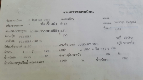 รถฮีโน่ 6 ล้อดั้ม FC9J 175 แรงม้า. ปี 52    สนใจติดต่อ  081 - 6079515