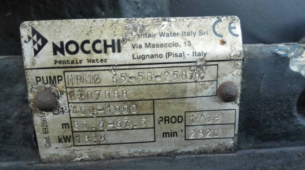 Sale>> ปั้มน้ำหอยโข่ง NOCCHI Made in Italy ขนาด 25 HP. 380V. 2920 RPM. 089-2499-123(Line)