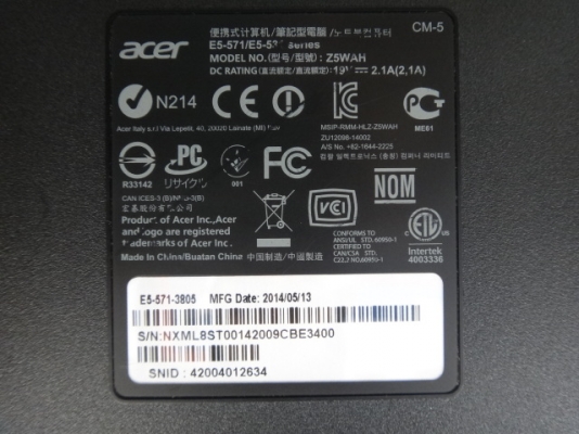 ACER E15 model E5-571-3805