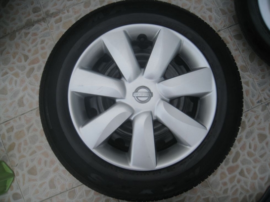 ขายกะทะล้อ  nissan march 14" 4/100 (ชุดที่1)+ฝาครอบ+ยางปี12(081-3747940)