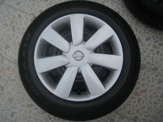 ขายกะทะล้อ  nissan march 14" 4/100 (ชุดที่1)+ฝาครอบ+ยางปี12(081-3747940)