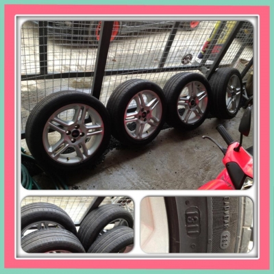 ขายแม็กซ์เดิมมือ2 ขอบ16 ตัว Ford festa 4/100 + ยางปี11 ราคา 6900 บ.ถูก