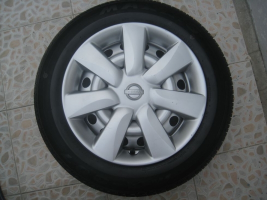ขายกะทะล้อ nissan march 14" 4/100 (ชุดที่2) +ฝาครอบ+ยางปี12(081-3747940)