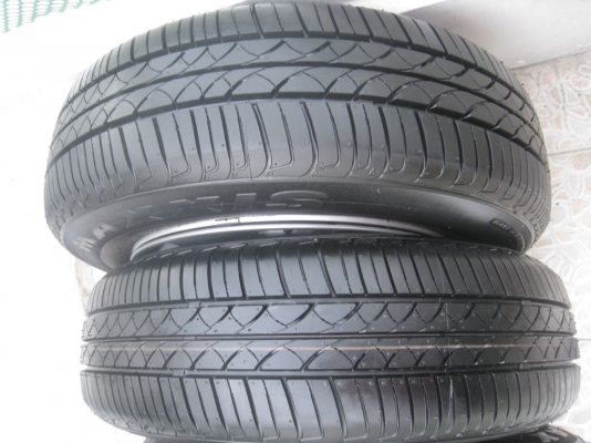 ขายกะทะล้อ nissan march 14" 4/100 (ชุดที่2) +ฝาครอบ+ยางปี12(081-3747940)