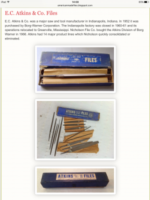 ขายตะไบโบราณ ยุคปี 1952-1960 Antique ATKINS ขนาด 12" ความยาวรวมทั้งตัว 15"