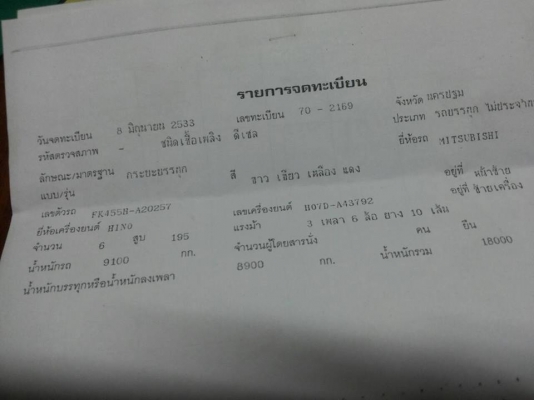 MITSUBISHI 10ล้อ 1เพลา เครื่อง.HO7D