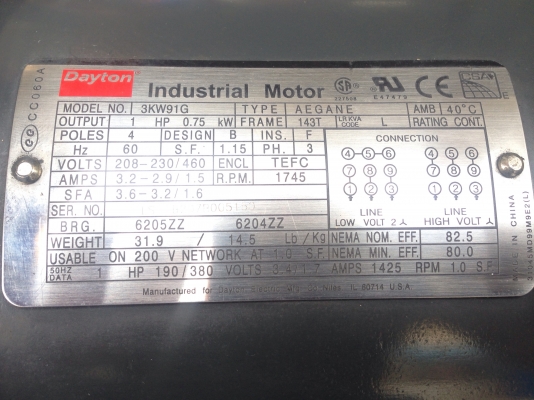 ขายโบวเวอร์ดูดอากาศ Dayton 1HP. 380V สภาพสวยมาก ถอดจากเครื่องจักรอเมริกา พร้อมใช้งานครับ